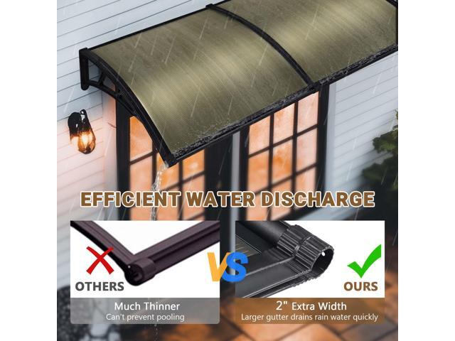 Yescom 40'x40' Door Window Awning Whole One-piece Polycarbonate UV50+ Outdoor Rain Snow Protection Patio Brown Board