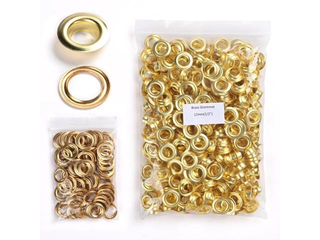 Yescom 300 sets of 1/2' Grommet Kit Size 4 Rust-proof Solid Brass Eyelets and Washers for Hand Press Machine