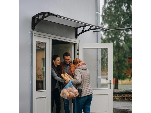 Yescom 40'x40' Door Window Awning Whole One-piece Polycarbonate UV30+ Outdoor Rain Snow Protection Patio White Board
