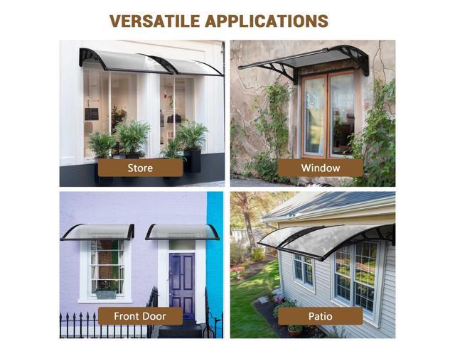 Yescom 40'x40' Door Window Awning Whole One-piece Polycarbonate UV30+ Outdoor Rain Snow Protection Patio White Board