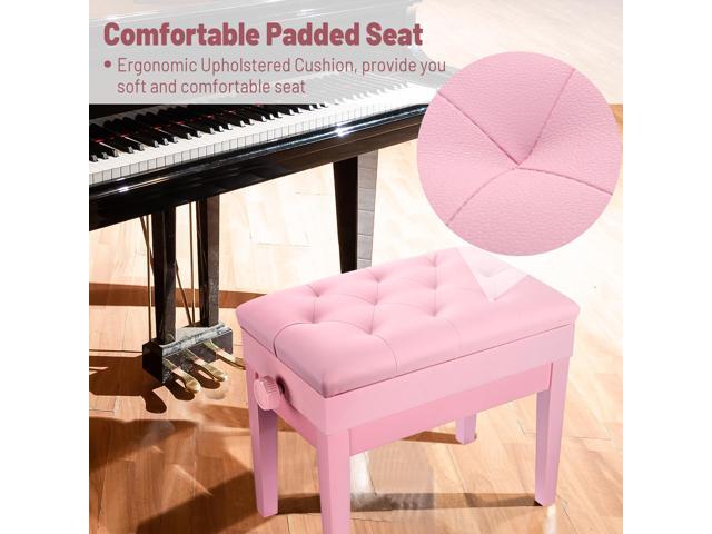 Yescom Adjustable Duet Piano Bench PU Leather Padded Wooden Keyboard Storage