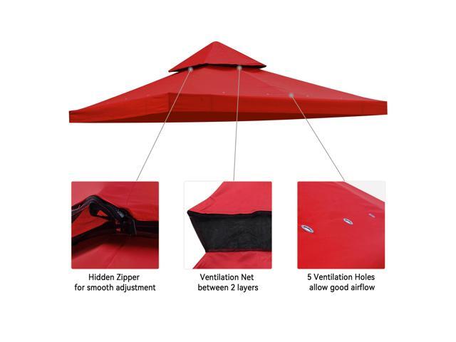 Yescom 8x8Ft 2-Tier Gazebo Top Replacement UV30+ for 2 Tier Outdoor Patio Canopy Cover Party Backyard Garden Red