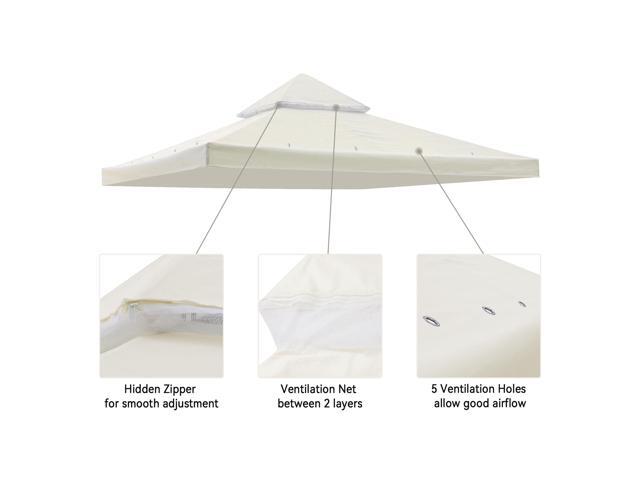 Yescom 8x8Ft 2-Tier Gazebo Top Replacement UV30+ for 2 Tier Outdoor Patio Canopy Cover Party Backyard Garden Ivory