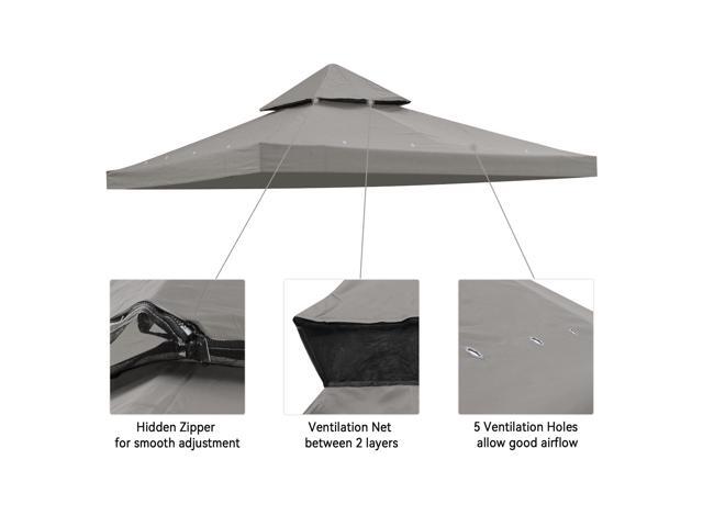 Yescom 8'x8' UV30+ Gazebo Canopy Replacement Top Cover PU Water Resistance for 2 Tier Outdoor Patio Garden Party Gray