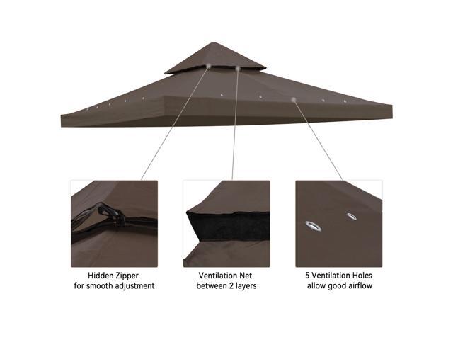Yescom 10x10Ft UV30+ Gazebo Replacement Top for 2 Tier Outdoor Canopy Cover Patio Backyard Party Deck Coffee Liqueur