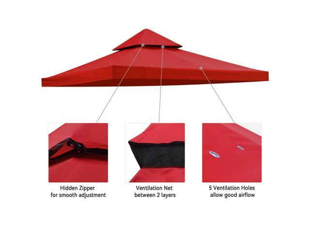 Yescom 10x10Ft UV30+ Gazebo Replacement Top for 2 Tier Outdoor Canopy Cover Patio Backyard Party Deck Red