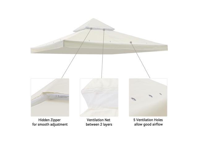 Yescom 10x10Ft UV30+ Gazebo Replacement Top for 2 Tier Outdoor Canopy Cover Patio Backyard Party Deck Ivory