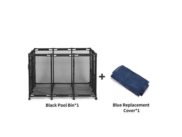 Yescom Extra Large 12 Wheels Rolling Mesh Pool Storage Bin Metal Frame with Black Mesh Cover Replacement Net