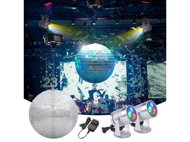 Yescom 12' Large Disco Ball with Motor and Lights 6RPM Rotator & 2PCS 3W RGB Spotlights for 70s 80s Party DJ Bands Studio Event