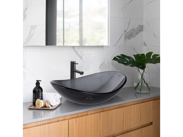 Aquaterior Bathroom Vessel Sink & Faucet Kit 8' Vanity Mixer Tap Tempered Glass