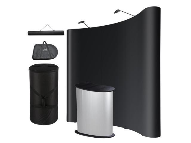 InstaHibit 10x8 Ft Pop Up Backdrop Booth Stand w/ Podium Table Counter Black