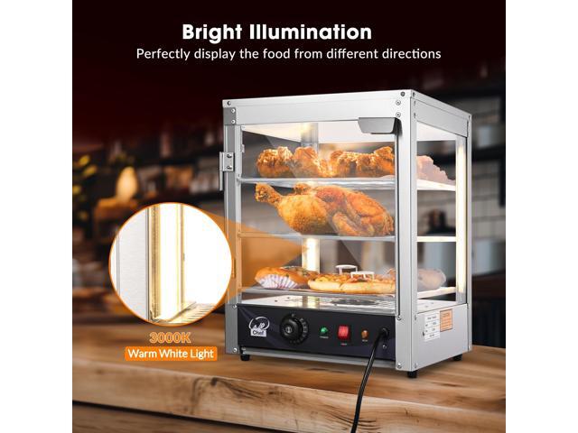 WeChef 15' Commercial Countertop Food 3-Tier Pizza Warmer with LED Adjustable Lighting Food Heater Display Case Stainless Steel for Buffet...