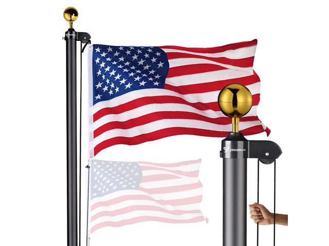 Yescom Bravery 20ft 13 Gauge Sectional Flag Pole Kit Aluminum for Outside House Inground Yard Garden Residential
