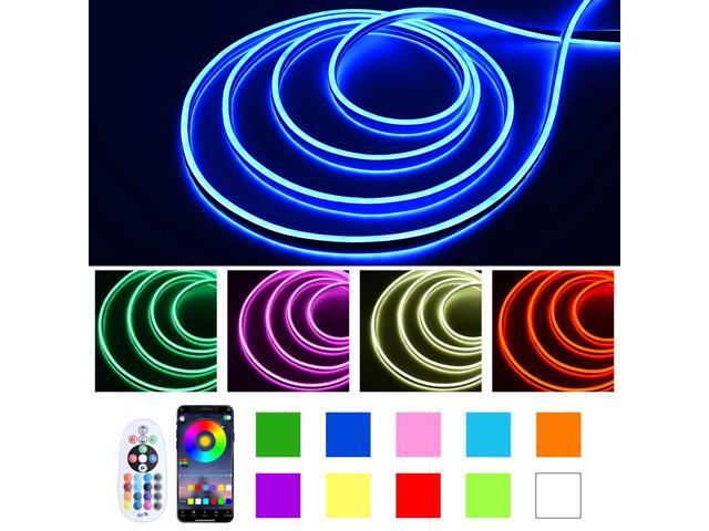 DELight 100FT RGB Neon Rope Lights with Remote Control & APP AC 110V IP65 Waterproof Music Sync Dimmable Cuttable DIY DEL-D100R