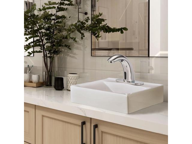 Aquaterior 5' Touchless Bathroom Faucet with Rectangle Vessel Sink Brush Chrome