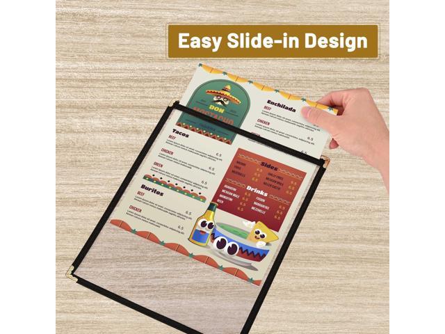 WeChef 30 Packs Restaurant Menu Covers 8.5 x 11 Single Page 1 Page 2 Views Black