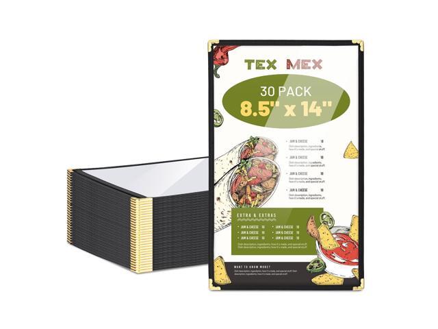 WeChef 30 Packs Restaurant Menu Covers 8.5 x 14 Single Page 1 Page 2 Views Black