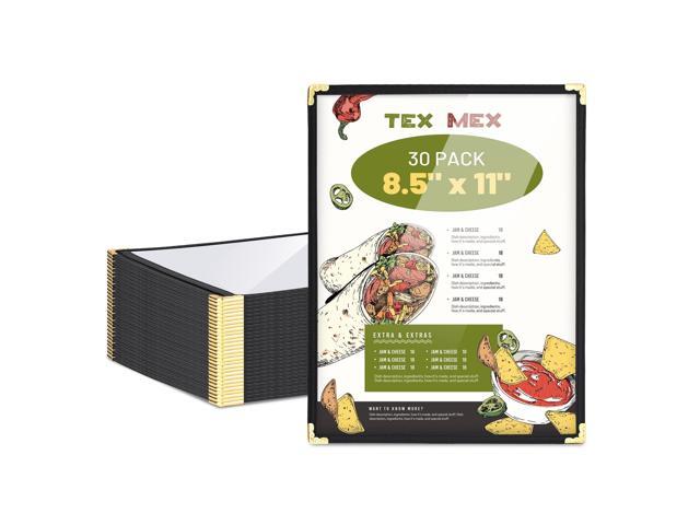 WeChef 30 Packs Restaurant Menu Covers 8.5 x 11 Single Page 1 Page 2 Views Black