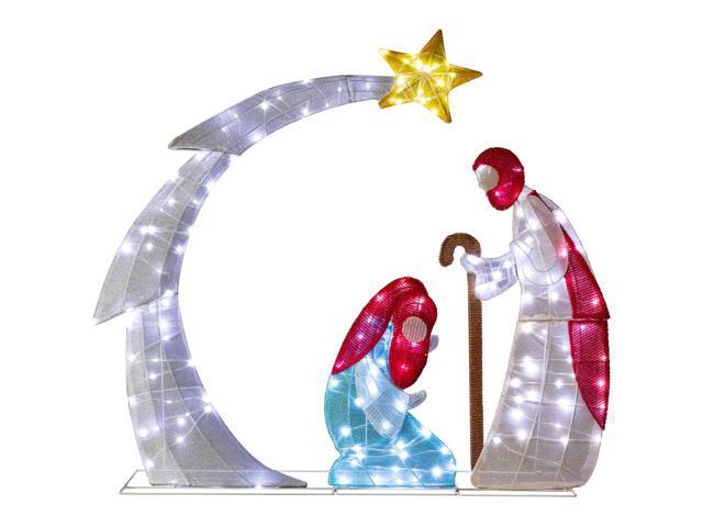 Yescom 3.7FT Lighted Christmas Nativity Scene Decoration with 170 White LED for Indoor Outdoor Yard Lawn Porch Holiday Display