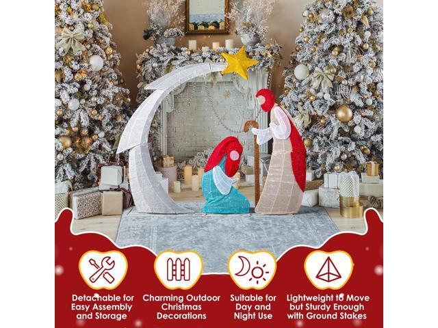 Yescom 3.7FT Lighted Christmas Nativity Scene Decoration with 170 White LED for Indoor Outdoor Yard Lawn Porch Holiday Display