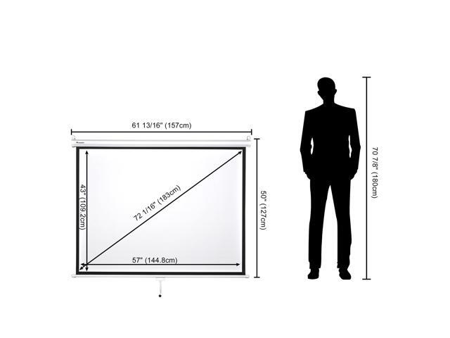 InstaHibit 72' 4:3 Projection Screen Pull Down Manual Indoor Outdoor Movie Night