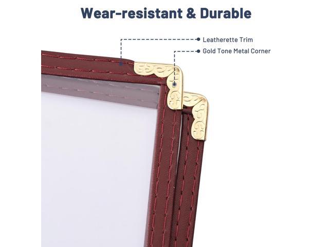 Wechef 30 Pack Restaurant Menu Covers 8.5x11' 2 Page 4 Views Double Fold Stitch Bar Cafe Burgundy
