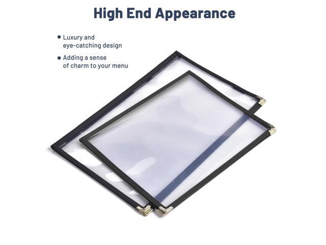 WeChef 30pcs Menu Cover 8.5x11' Letter Double Fold 2 Page 4 View Restaurant Cafe Black Trim
