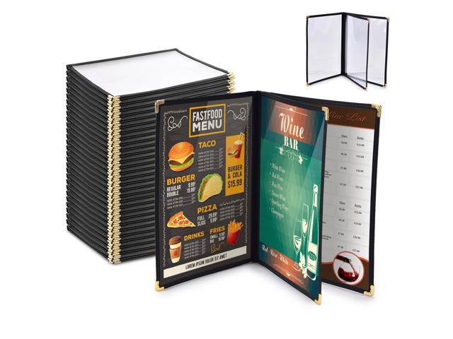WeChef 30pcs Restaurant Menu Covers 8.5x11IN Book Style Cafe Bar 3 Page 6 View Black
