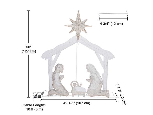 Yescom Holy Family 4Ft Lighted Christmas Manger Nativity Scene Navidad with 108 LED Light Outdoor Yard Party Decoration