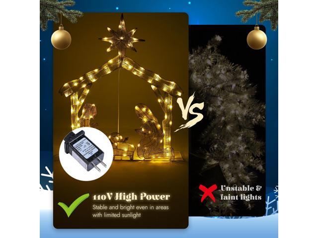 Yescom Holy Family 4Ft Lighted Christmas Manger Nativity Scene Navidad with 108 LED Light Outdoor Yard Party Decoration
