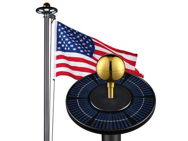 Yescom Bravery 20Ft Heavy Duty Sectional 13Gauge Aluminum Flag Pole Kit with 136 LED Solar Light US Flag Top Outside House Outdoor