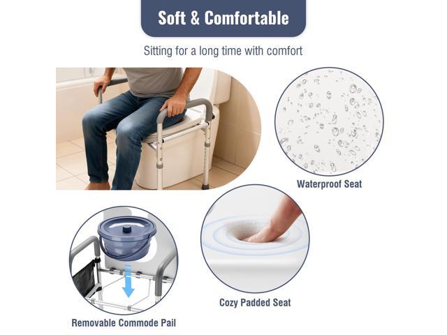 Yescom Raised Adjustable Toilet Seat w/ Steel Step Stool Bedside Commode Seniors