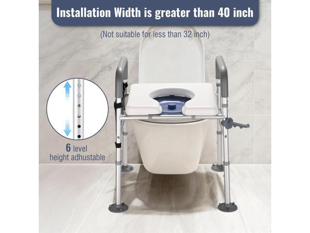 Yescom Raised Adjustable Toilet Seat w/ Steel Step Stool Bedside Commode Seniors