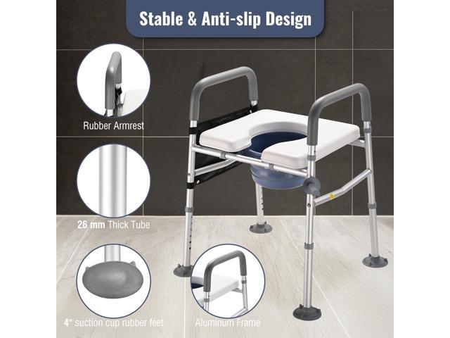 Yescom Raised Adjustable Toilet Seat w/ Steel Step Stool Bedside Commode Seniors