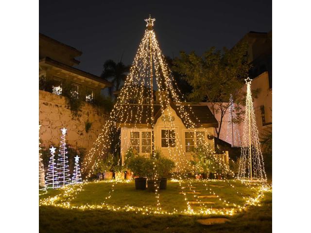 Yescom 4840LED 20' Outdoor Pole Christmas Tree Lights Kit with Telescopic Flagpole, 120V Giant-Sized Holiday Event Decor with Star Top