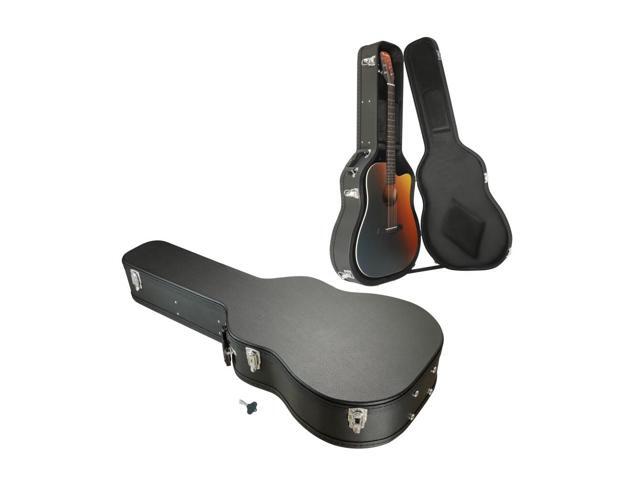 Yescom Acoustic Guitar Case Hard Dreadnought 41 Inch Wooden Hardshell Carrying Case with Lock Accessory Compartment for Airline Travel Black