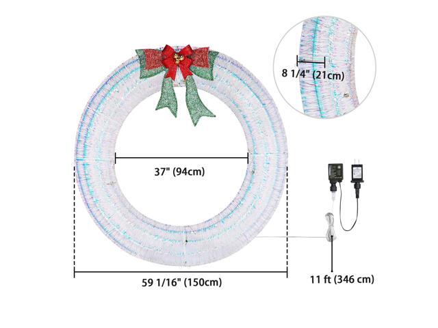 Yescom 60' Pre Lit Halo 4600 LED Christmas Wreath 110V with Bow,5' Giznt Outdoor Garland Window Decor Ornament Mandala Ring