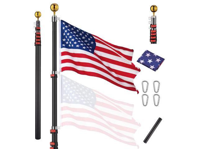 Yescom EZ GO 20Ft Commercial Telescoping Flag Pole Kit Portable Display Sign Banner Pole for Outside Hotel Business Events Advertising Flag Black