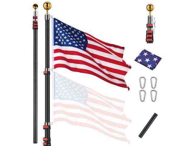 Yescom EZ GO 25Ft Commercial Telescoping Flag Pole Kit Portable Display Sign Banner Pole for Outside Hotel Business Events Advertising Flag Black