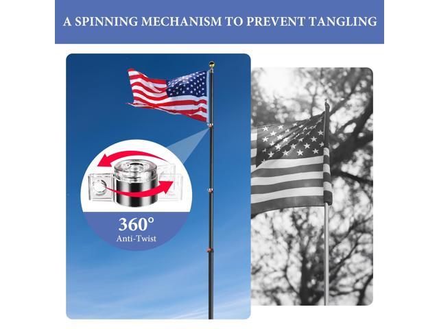 Yescom EZ GO 20Ft Commercial Telescoping Flag Pole Kit Portable Display Sign Banner Pole for Outside Hotel Business Events Advertising Flag Black