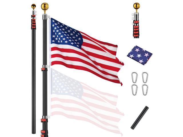 Yescom EZ GO 30Ft Commercial Telescoping Flag Pole Kit Portable Display Sign Banner Pole for Outside Hotel Business Events Advertising Flag Black