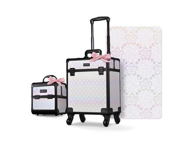 Byootique 2-Piece Makeup Train Case Cosmetic Organizer Kit Pure ForgetMeNot