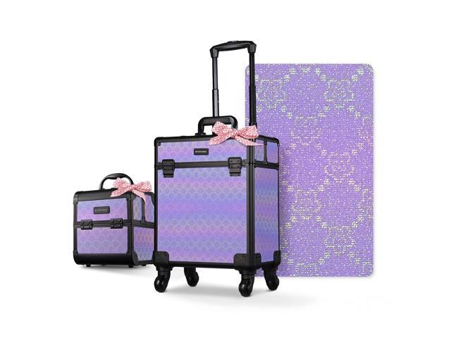 Byootique 2-Piece Makeup Train Case Cosmetic Organizer Kit Charm ForgetMeNot