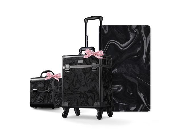 Byootique 2-Piece Makeup Train Case Cosmetic Organizer Kit CB Shadows Salon