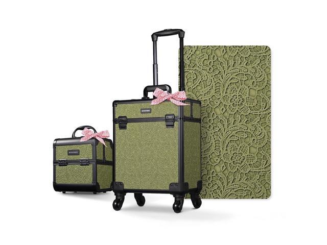 Byootique 2-Piece Makeup Train Case Cosmetic Organizer Kit Rococo Moss Salon
