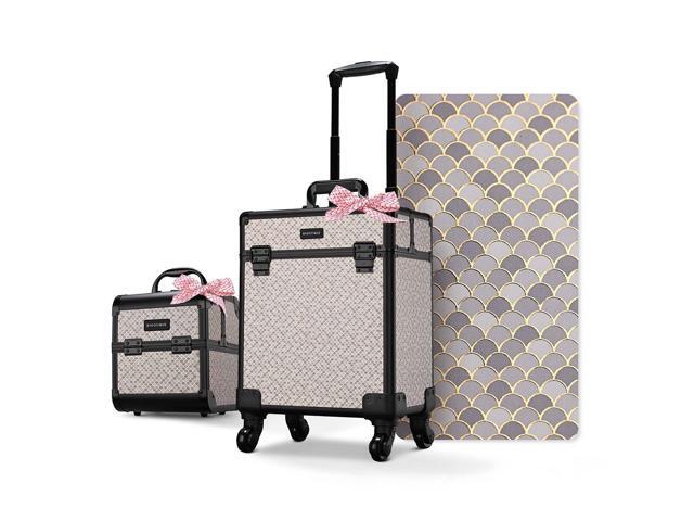 Byootique 2-Piece Makeup Train Case Cosmetic Organizer Kit Art Deco Graphite