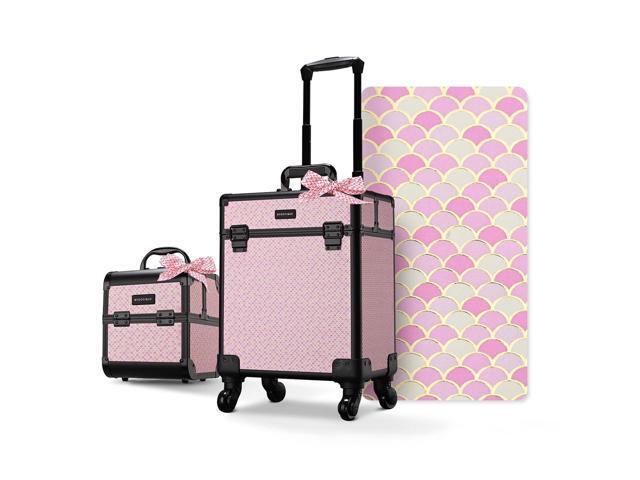 Byootique 2-Piece Makeup Train Case Cosmetic Organizer Kit Art Deco Bloom Salon