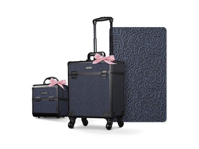 Byootique 2-Piece Makeup Train Case Cosmetic Organizer Kit Rococo Midnight
