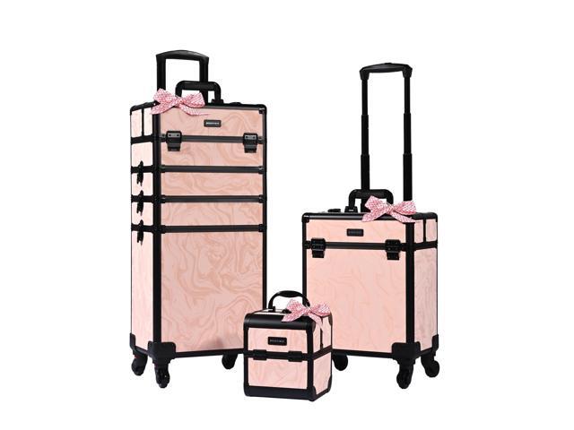 Byootique 3-Piece Makeup Train Cases Cosmetic Organizer Kit Wheel Artist CB Dusk