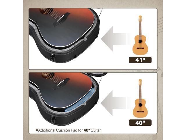 Yescom Ultralight EPP Acoustic Guitar Case with Headstock Protector 40/41 Inch Hard Shell Carrying Case with Shoulder Straps for Gig Travel Black